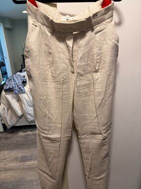 Abercrombie Linen Blend Trousers in Light Beige